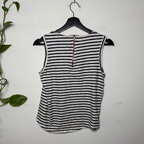 W5 Striped Black and White Sleeveless Top with Red Trim - Picture 7 of 7